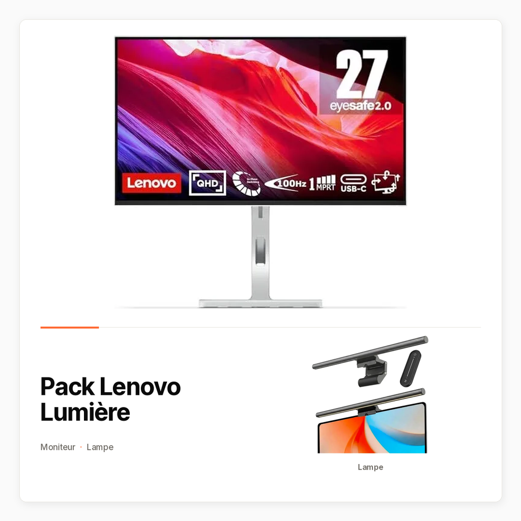 Pack Lenovo Lumière avec Moniteur Lenovo 27 pouces et lampe Yeelight