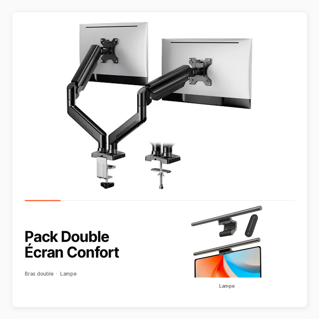 Pack Double Écran Confort avec Bras double et lampe Yeelight