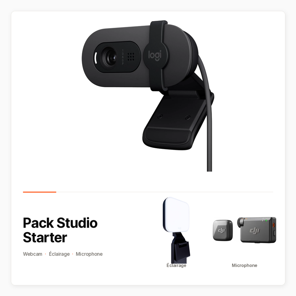 Pack Studio Starter avec Brio 100, Litra Glow et DJI Mic Mini