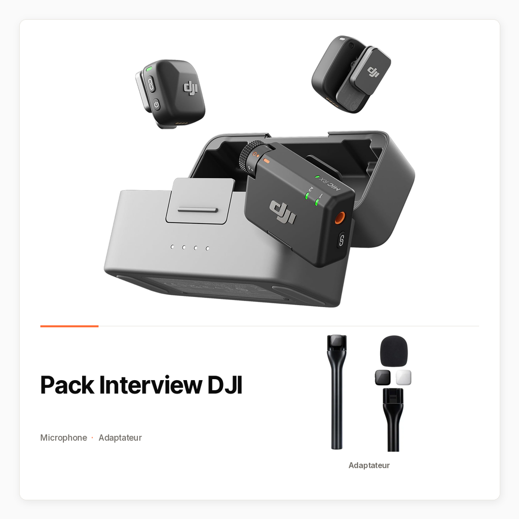 Pack Interview DJI, Mic Mini avec boîtier et adaptateur micro à main