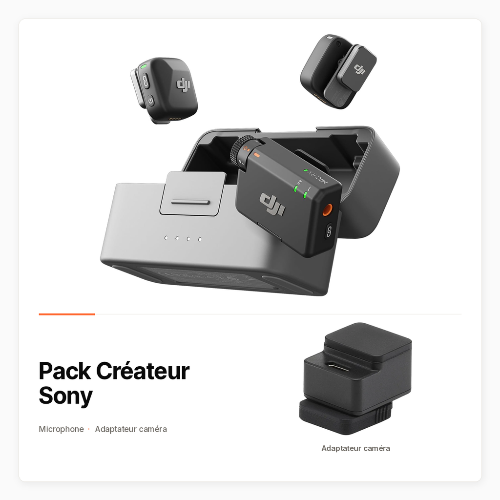 Pack Créateur Sony avec DJI Mic Mini et adaptateur numérique pour caméra Sony