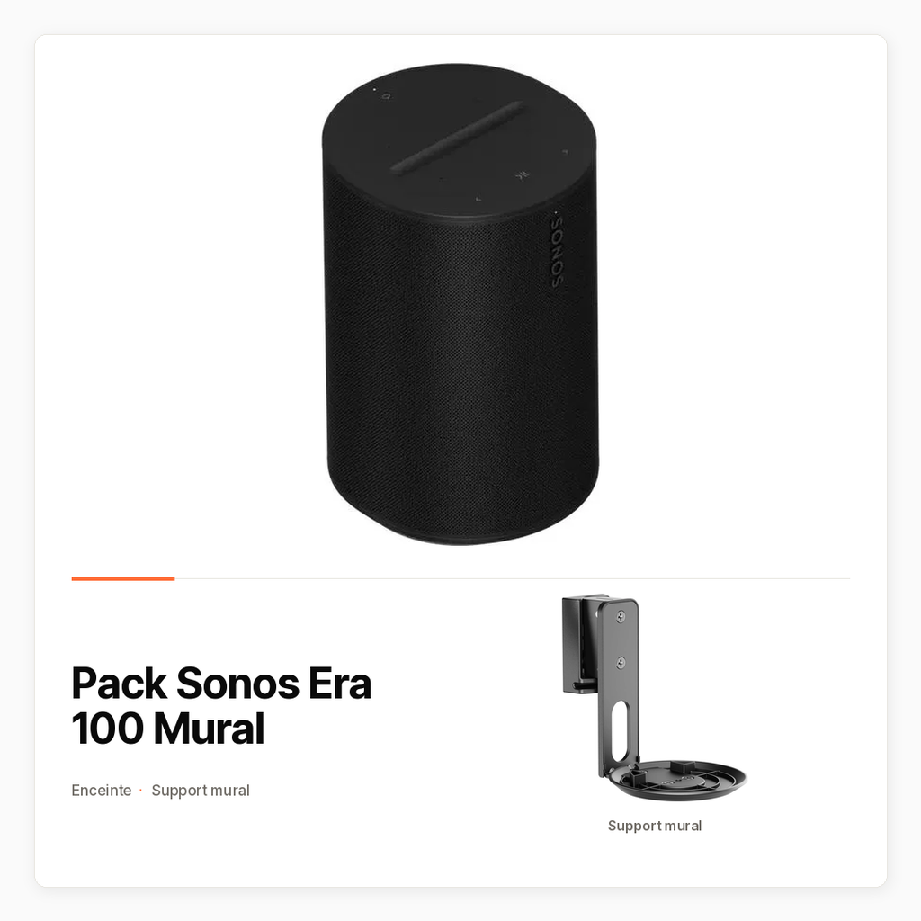 [PACK-HT-SONOS-ERA100-MURAL] Pack Sonos Era 100 Mural avec Enceinte noire et support mural