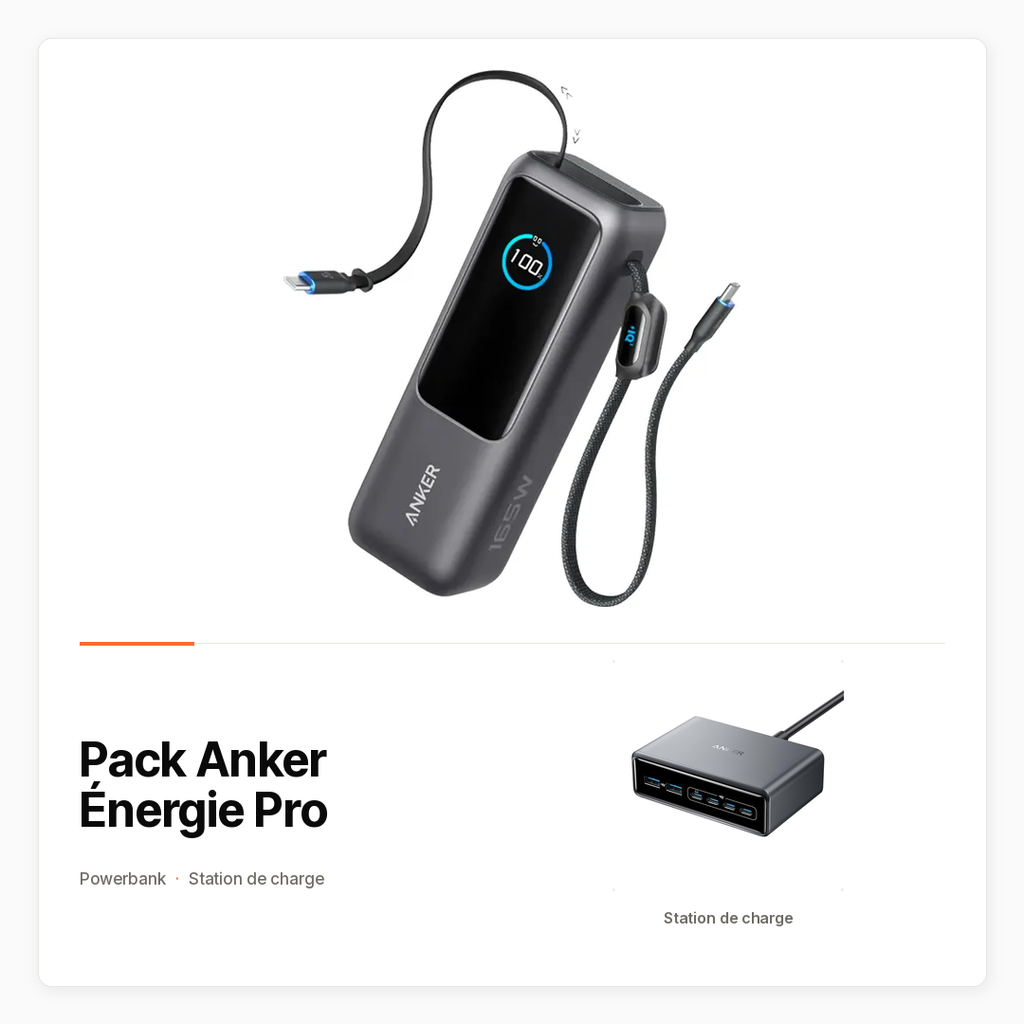 Pack Anker Énergie Pro avec Powerbank 25 000 mAh et station GaN 200 W