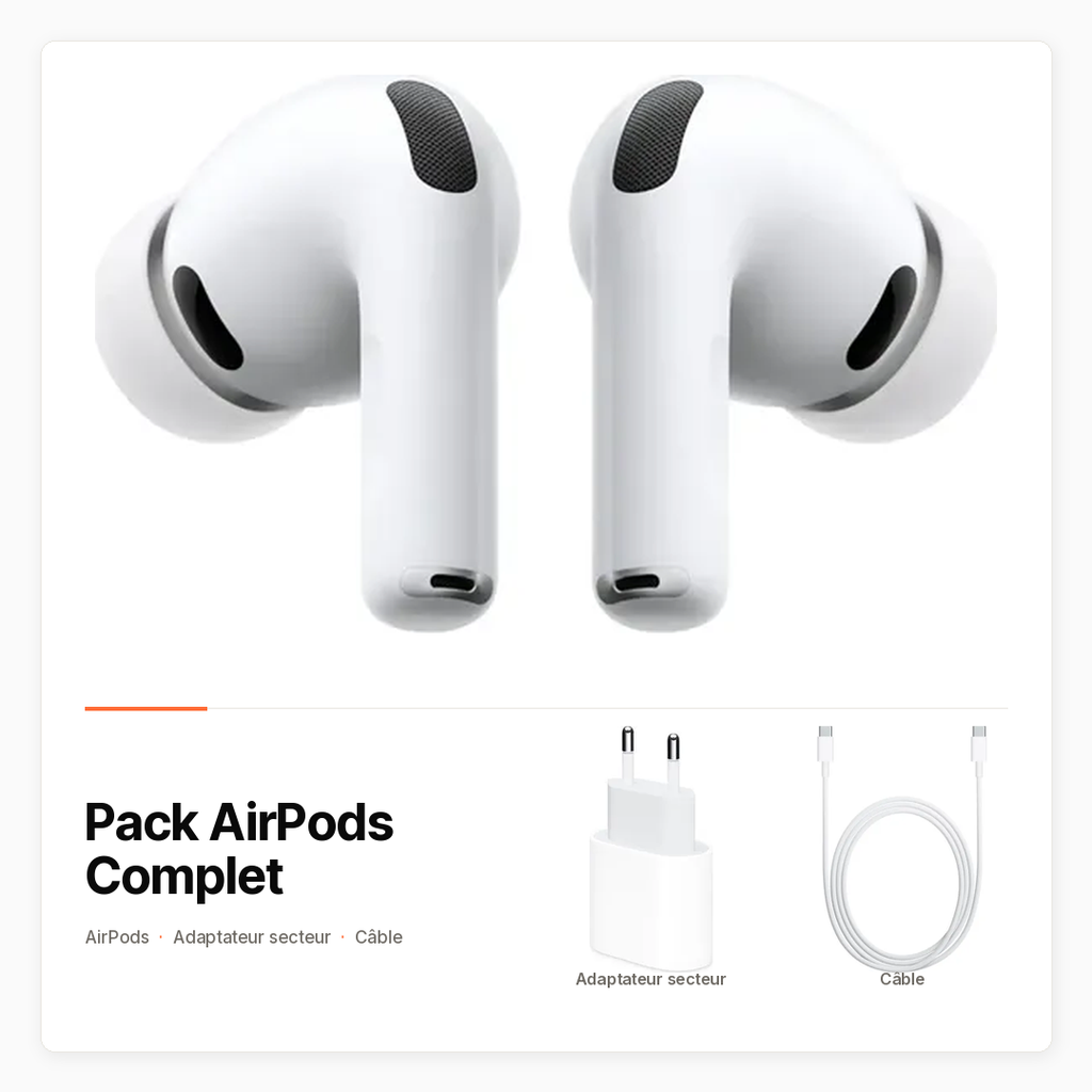 [PACK-HT-AIRPODS-COMPLET] Pack AirPods Complet avec AirPods, adaptateur Apple 20 W et câble USB-C
