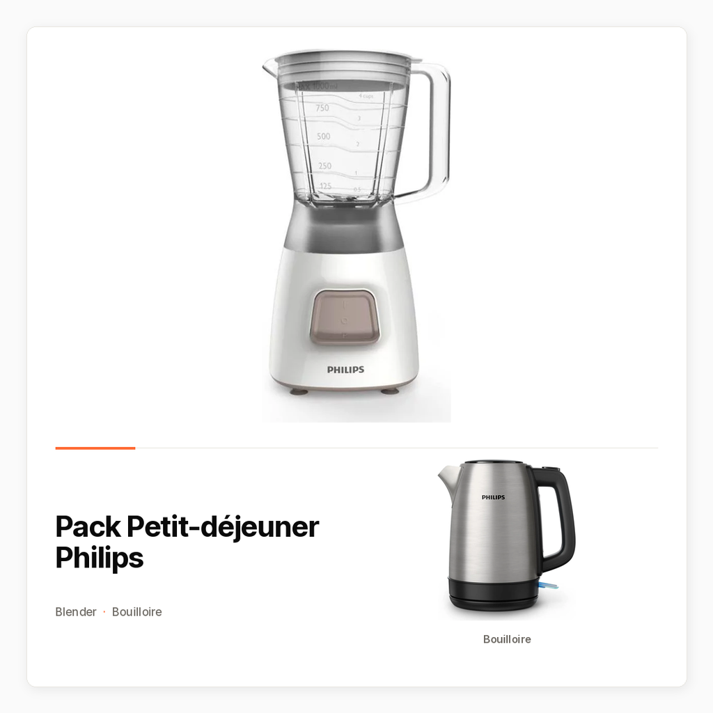 [PACK-DH-PETIT-DEJEUNER-PHILIPS] Pack Petit-déjeuner Philips avec Blender et bouilloire inox
