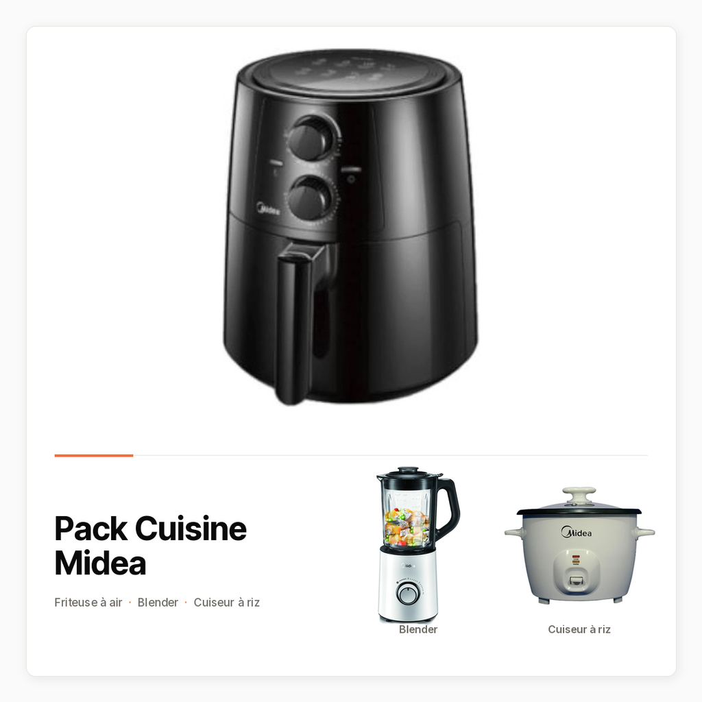 Pack Cuisine Midea avec Friteuse à air, blender et cuiseur à riz