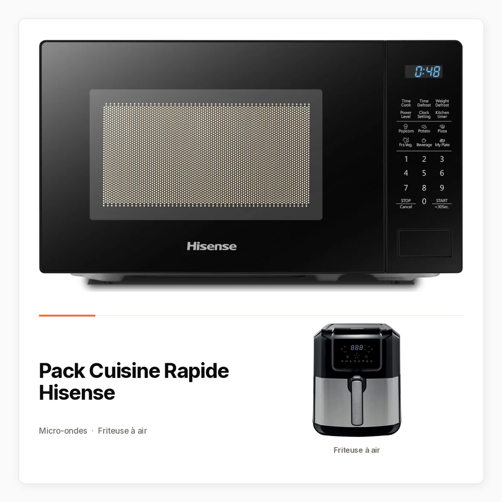 Pack Cuisine Rapide Hisense avec Micro-ondes et friteuse à air 6,3 L