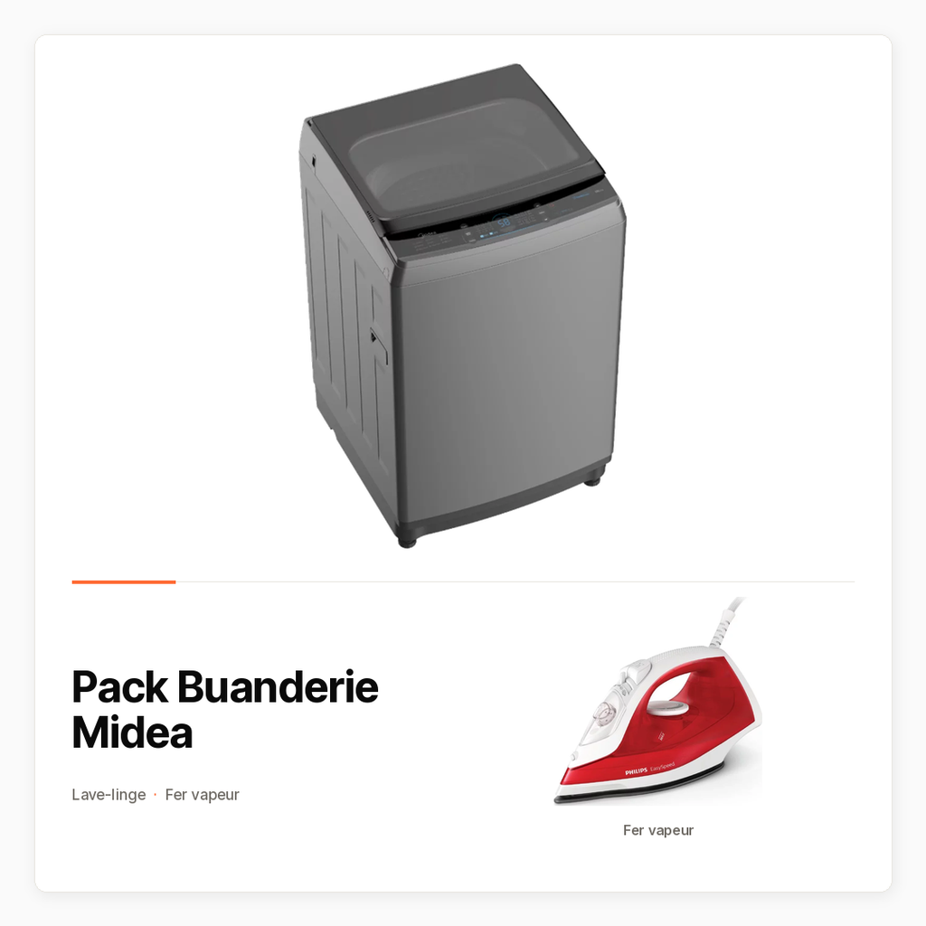 Pack Buanderie Midea avec Lave-linge 7 kg et fer vapeur Philips