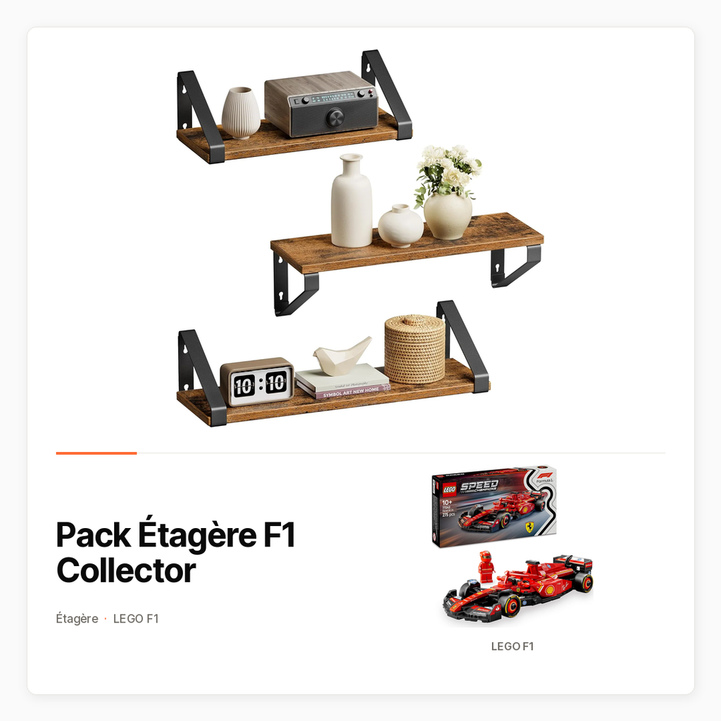 Pack Étagère F1 Collector — Étagère murale et LEGO F1 au choix