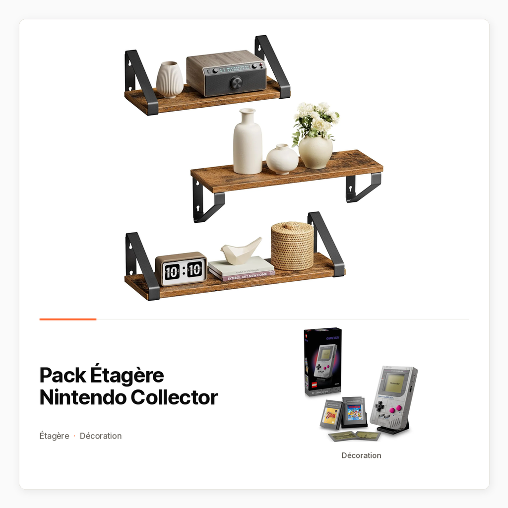 [PACK-CROSS-ETAGERE-NINTENDO] Pack Étagère Nintendo Collector avec Étagère murale et LEGO Game Boy