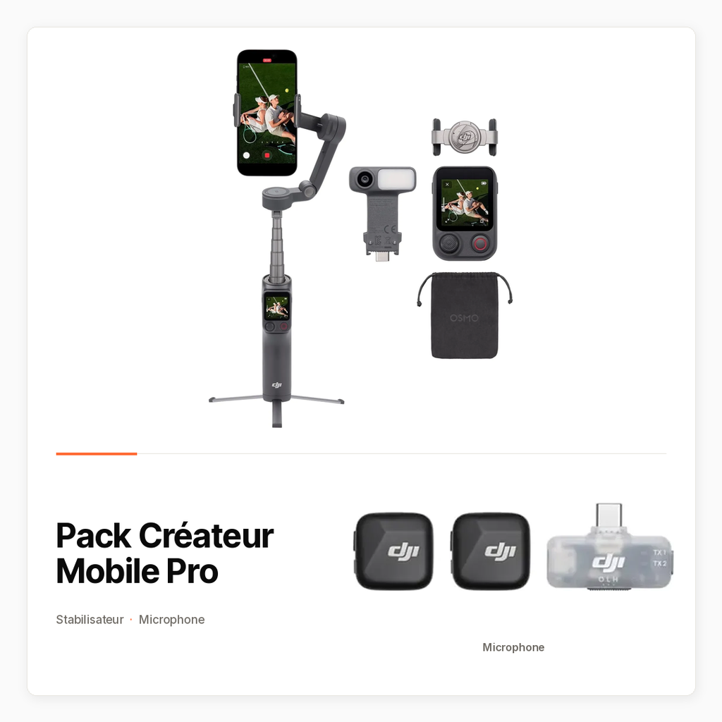 [PACK-CROSS-CREATEUR-MOBILE-PRO] Pack Créateur Mobile Pro avec Stabilisateur DJI et DJI Mic Mini USB-C