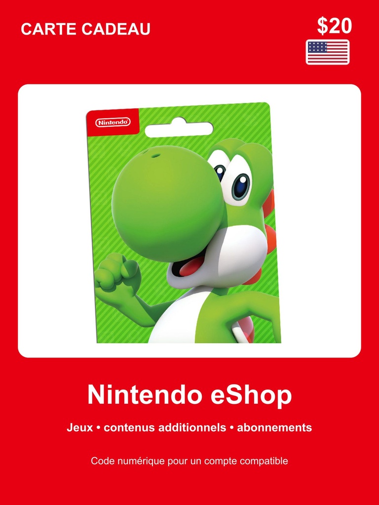 [EZPIN-US-NINTENDO-020] Carte Nintendo eShop 20 $