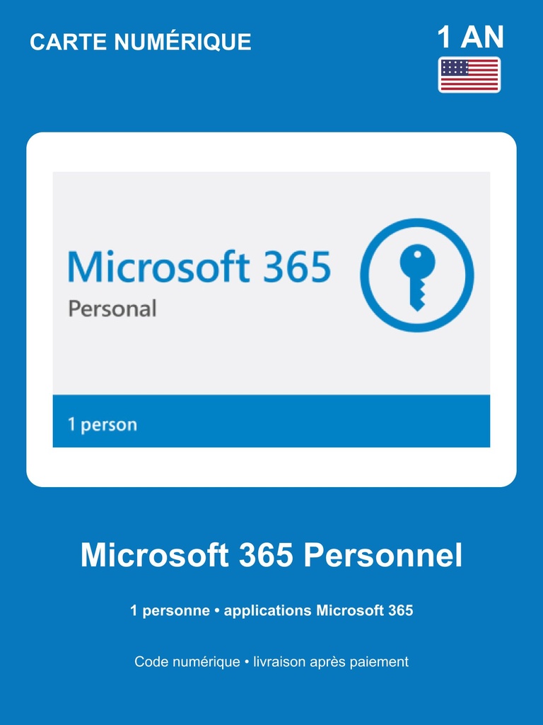 [EZPIN-US-M365-PERSONAL] Microsoft 365 Personnel 1 an