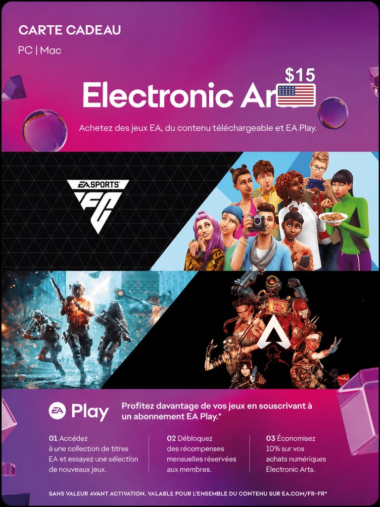 [EZPIN-US-EA-015] Carte EA 15 $