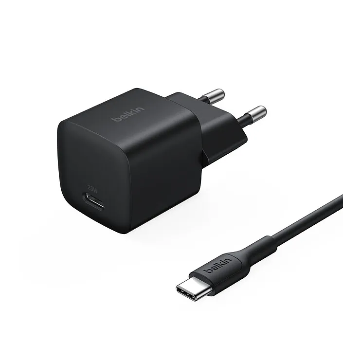 [WCA012KQ1MBK-B6] Belkin BoostCharge Chargeur secteur USB-C 25 W avec câble (Noir)