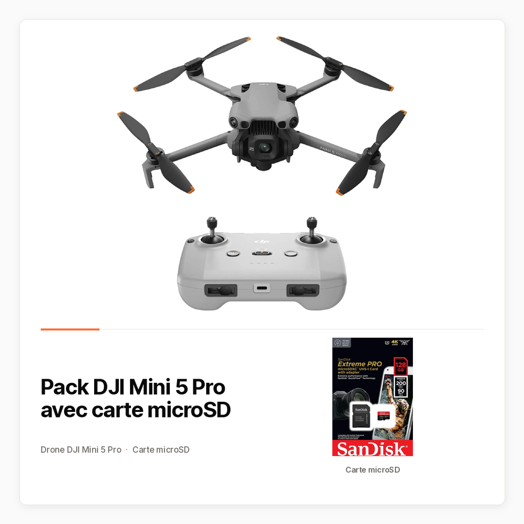 [PACK-HT-DJI-MINI5-MEMOIRE] Pack DJI Mini 5 Pro avec carte microSD