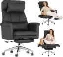 FLEXISPOT Luno HC4 Chaise de Bureau Ergonomique avec Repose-Pieds (Noir)