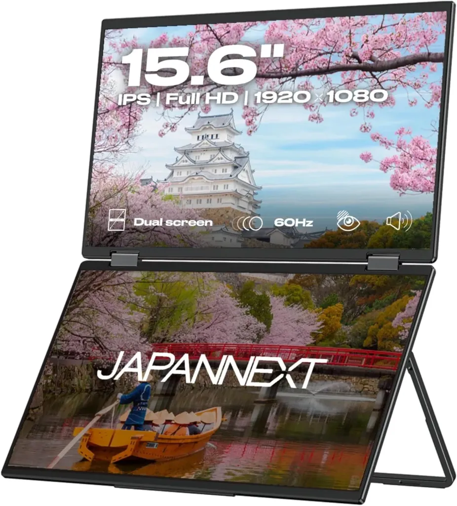 JAPANNEXT JN-DMD-IPS156F, double écran 15,6″ FHD IPS, 60 Hz, 20 ms
