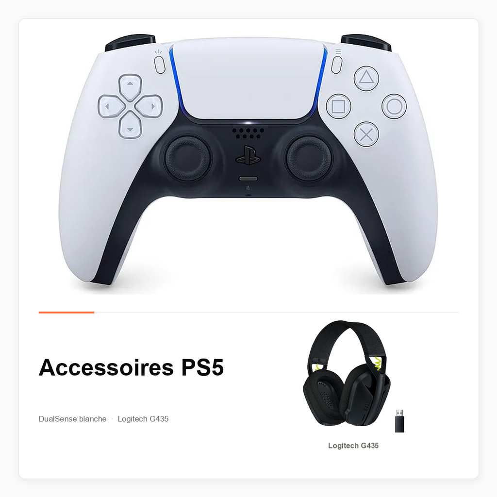 Pack Accessoires PS5 avec DualSense et casque Logitech G435