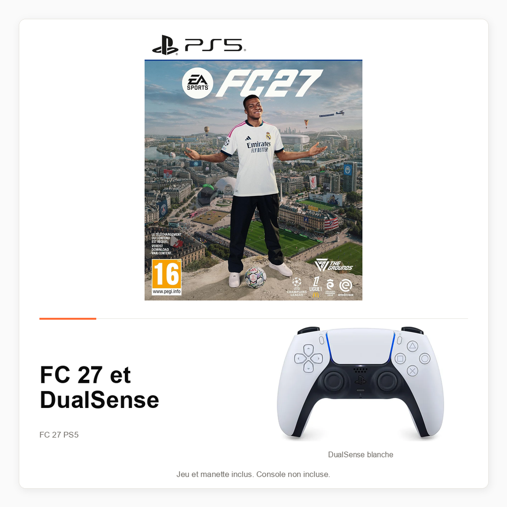 [PACK-FC27-DUALSENSE] Pack FC 27 PS5 avec manette DualSense blanche