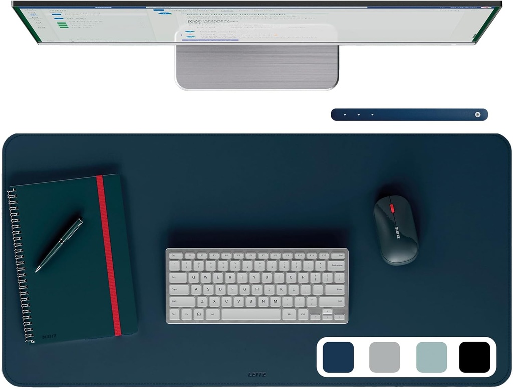 Tapis de bureau Leitz grand format souris et clavier, imperméable et antidérapant (bleu foncé)