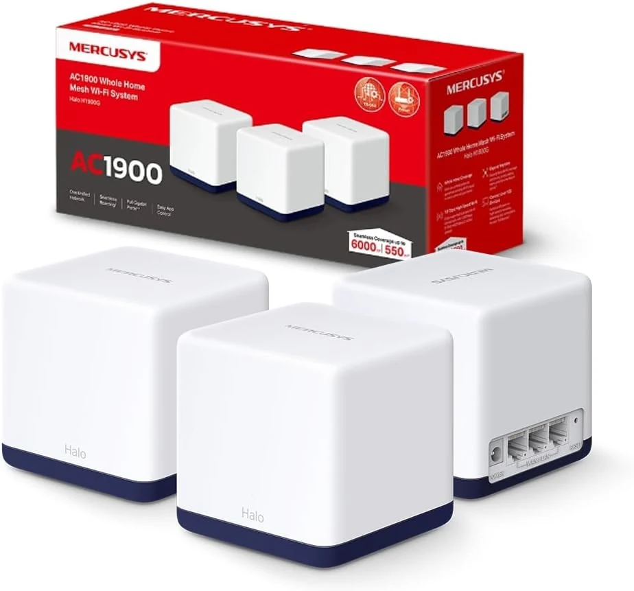MERCUSYS Halo H1900G, Wi-Fi Mesh 5 AC1900, pack de 3 (Blanc)