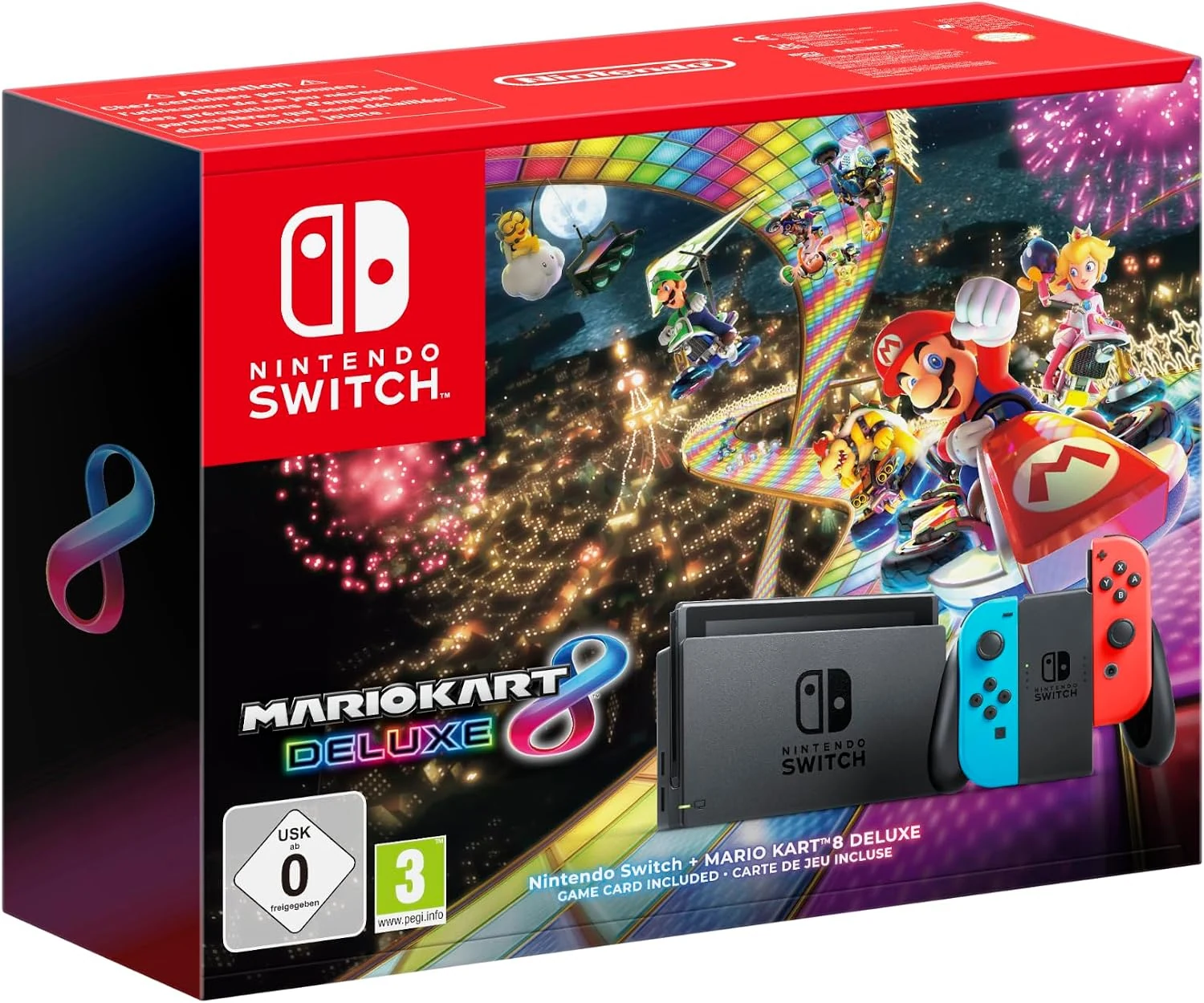 Pack Nintendo Switch 32 Go avec Mario Kart 8 Deluxe physique (Joy-Con bleu néon et rouge néon)