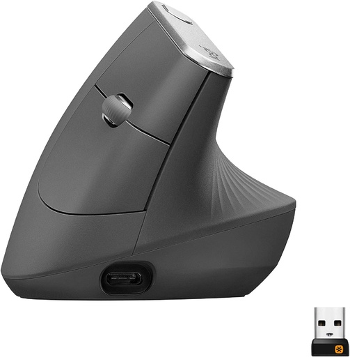 Logitech MX Vertical, souris ergonomique verticale 4 000 DPI, Bluetooth et USB (Graphite)