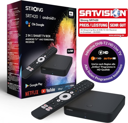 STRONG SRT420, box Android TV 4K hybride TNT/câble
