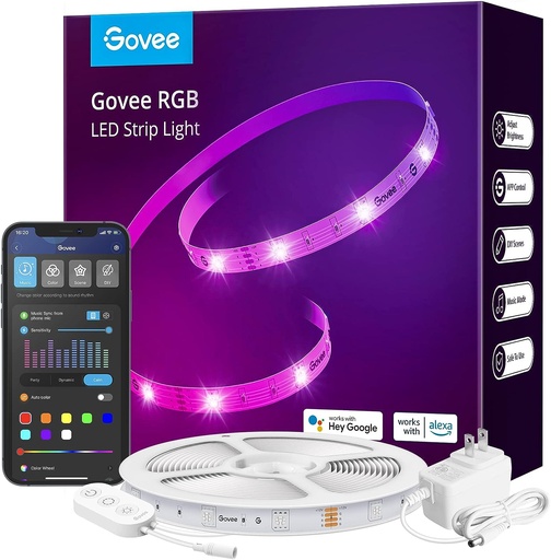 Govee Ruban LED 15m, Bande LED RGB WiFi Fonctionnant avec Alexa et Google Assistant H615C