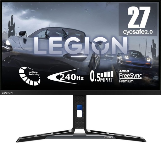 Lenovo Y27f-30 - Écran Gaming 27 Pouces FHD-1920x1080 pixels-IPS-280Hz-0.5 ms-sRGB 113,7 %et DCI-P3 90,6 %-HDMI 2.0-FreeSync Premium) Réglage en Inclinaison -Noir- Haut-parleurs