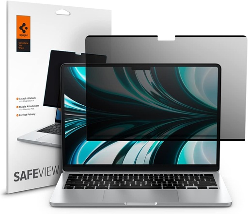 [AFL06253] Spigen SafeView Filtre de Confidentialité Protection Écran pour MacBook Air 13.6 Pouces M3 (2024), M2 (2022), 