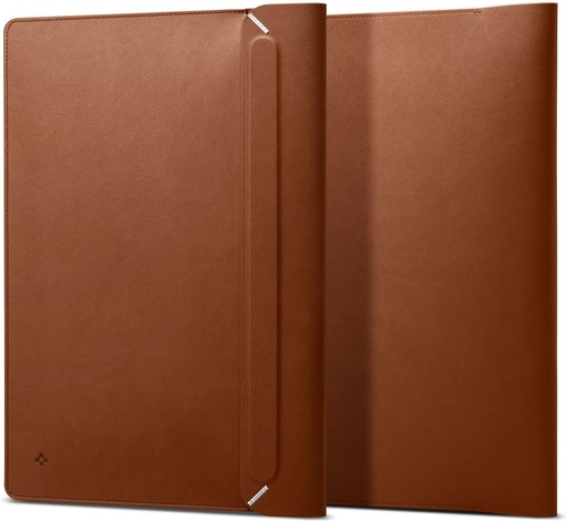 Spigen Valentinus Housse de Protection pour Ordinateur Portable 13" 13.3" 14" Pouces, Étui Cuir(Marron)