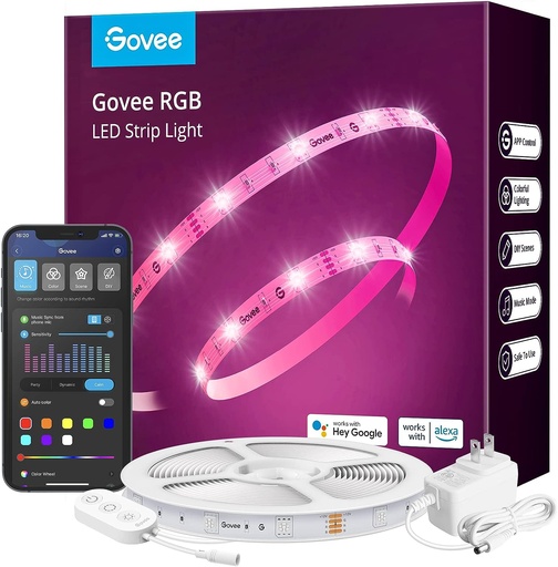 [H615B] Govee Ruban LED WiFi 10m, Smart Bande LED RGB Compatible avec Alexa et Google Home Intelligent Model : H615B