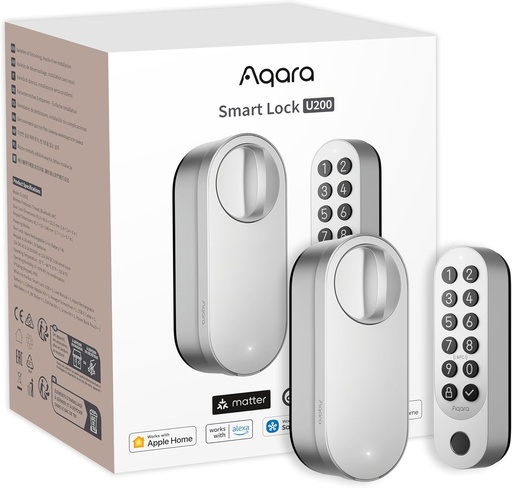 Aqara Serrure Connectée U200 avec Clavier à Empreinte Digitale,Compatible Apple Home