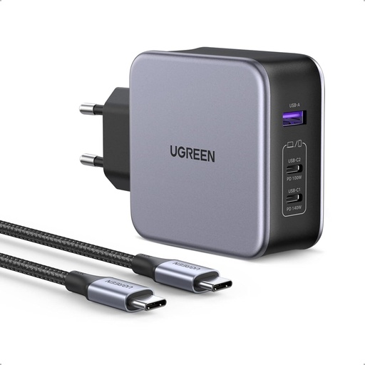 [90549] UGREEN Nexode 140W PD 3.1 Chargeur USB C Rapide 3 Ports,240W Câble USB C Inclus