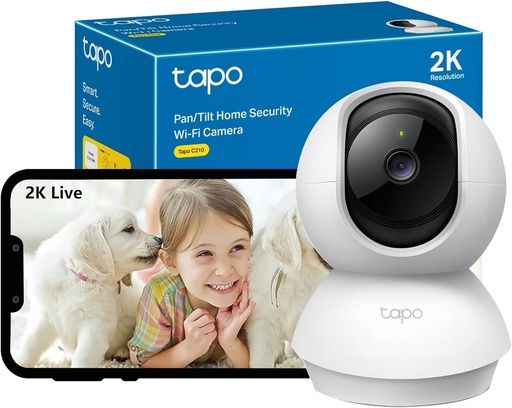 Tapo 2K(3MP) Caméra Surveillance WiFi intérieure 360° C210 Compatible avec Alexa 