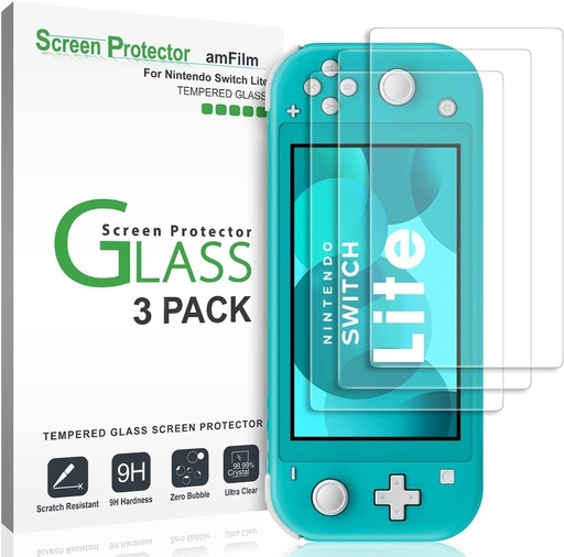 amFilm, verre trempé pour Nintendo Switch Lite, pack de 3