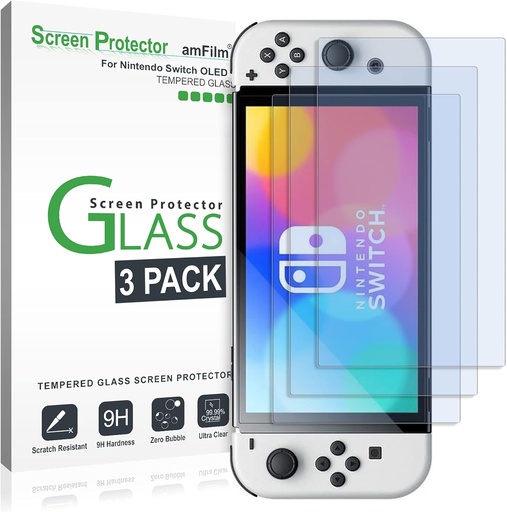 amFilm, verre trempé pour Nintendo Switch OLED, pack de 3