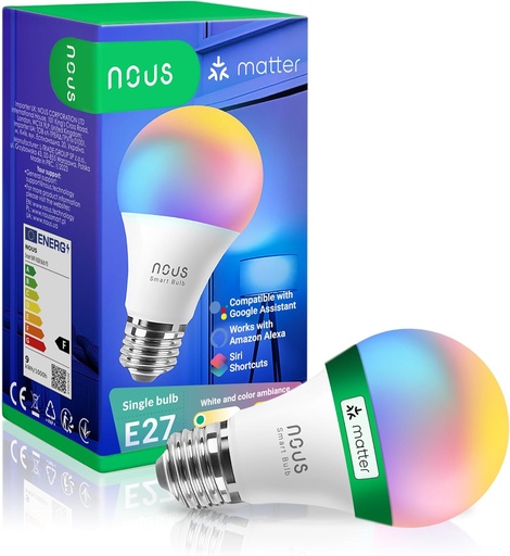 NOUS E27 RGB Matter Ampoule Connectee, LED WiFi