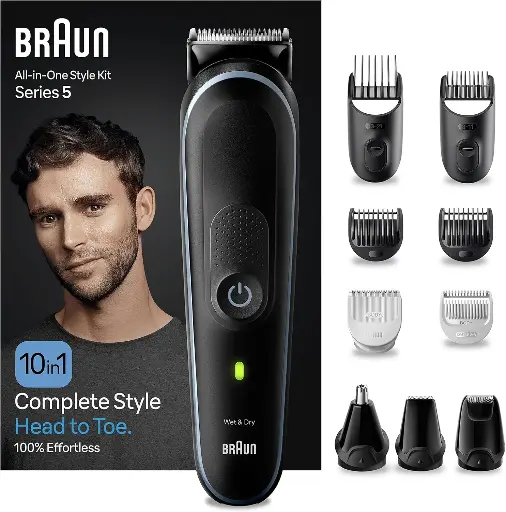 [MGK5445] Braun Tondeuse Tout-En-Un séries 5, 10-En-1,Kit pour Barbe, cheveux rasage du corps et bien plus