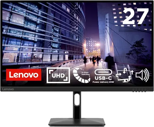 [N27p] Lenovo Moniteur N27p 27" LED IPS UHD 4K 3840x2160 pixels-16:9-Contraste :1000:1-sRGB99 % et DCI-P3 95 % -IPS-4 ms-60 Hz- HDMI 2.1-DisplayPort1.4-Haut-parleur