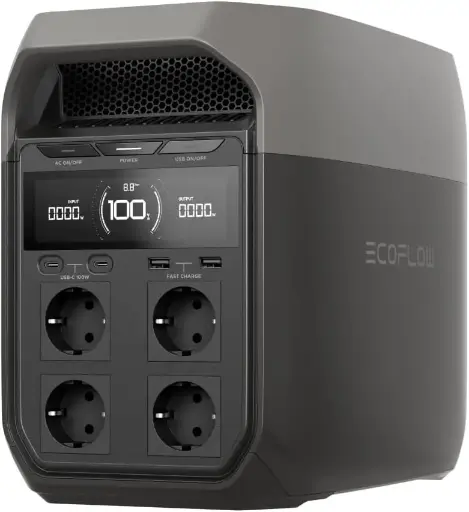 Station électrique portable EcoFlow DELTA 3 1024 Wh de capacité | 1 800 W de sortie 500w de puissance d'entrée solaire