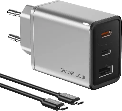 EcoFlow RAPID Chargeur GaN 65 W, 3 ports, avec câble