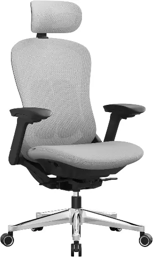 [OBN065G01] SONGMICS Chaise de Bureau, Fauteuil Ergonomique Réglable en Toile, Dossier Inclinable, Assise Réglable Avant ou Arrière, Accoudoirs 4D, Support Lombaire, Gris Tourterelle 