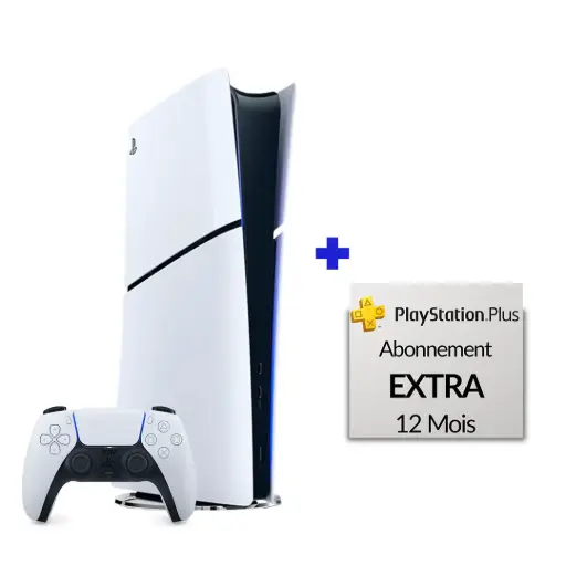 Pack PS5 Digital : Console PS5 (Modèle Slim) + PlayStation Plus Extra 12 mois