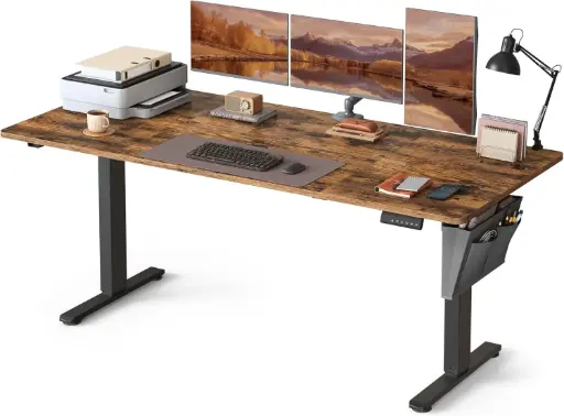 [LSD138K01] SONGMICS Bureau Électrique Réglable en Hauteur, 180 x 80 cm, Table Assis -Debout, Fonction Mémoire 4 Hauteurs, Marron Rustique