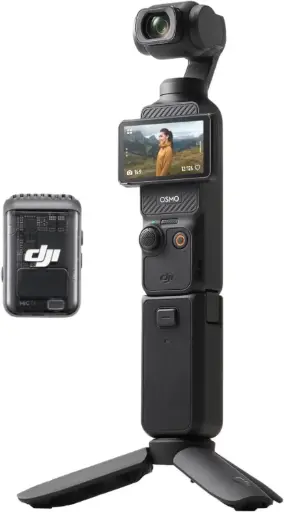 DJI Osmo Pocket 3 Creator Combo- Caméra vlog CMOS 1" et Vidéo 4K/120 ips, stabilisation 3 axes, écran rotatif  2", avec un micro DJI