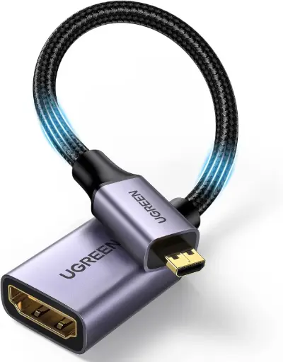 UGREEN Micro HDMI vers HDMI 4K 60Hz 2.0 Adaptateur Mâle vers Femelle 3D Ethernet Arc