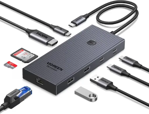 UGREEN Revodok Pro 1091 10Gbps Hub USB C Ethernet Gigabit HDMI 4K 60Hz Lecteur de Carte SD TF PD 100W Multi Data Ports 2A-2C 9 en 1 Dock USB C 